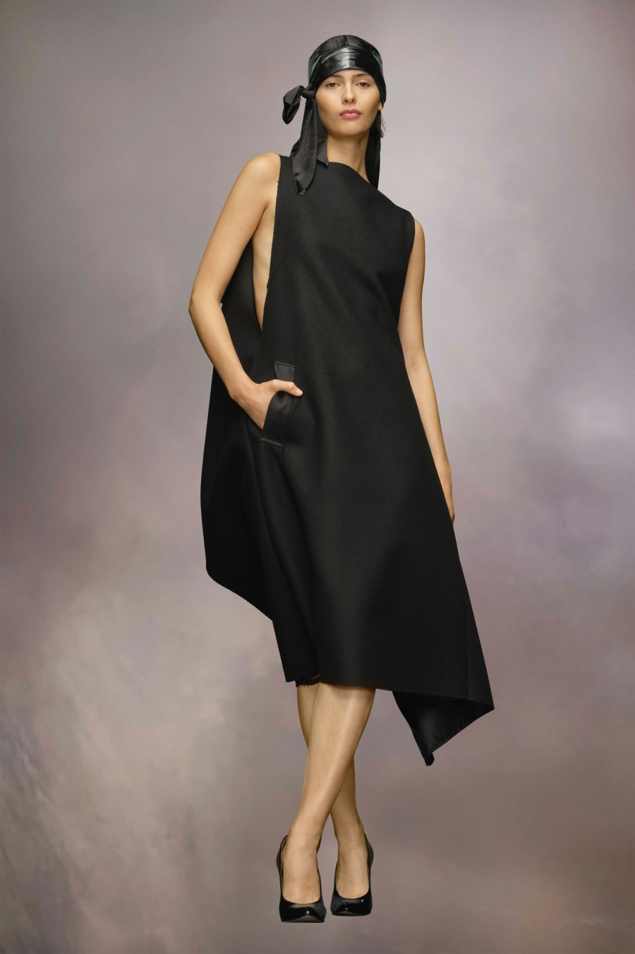 Maison Margiela Cape Dress Black | 248935-FNQ