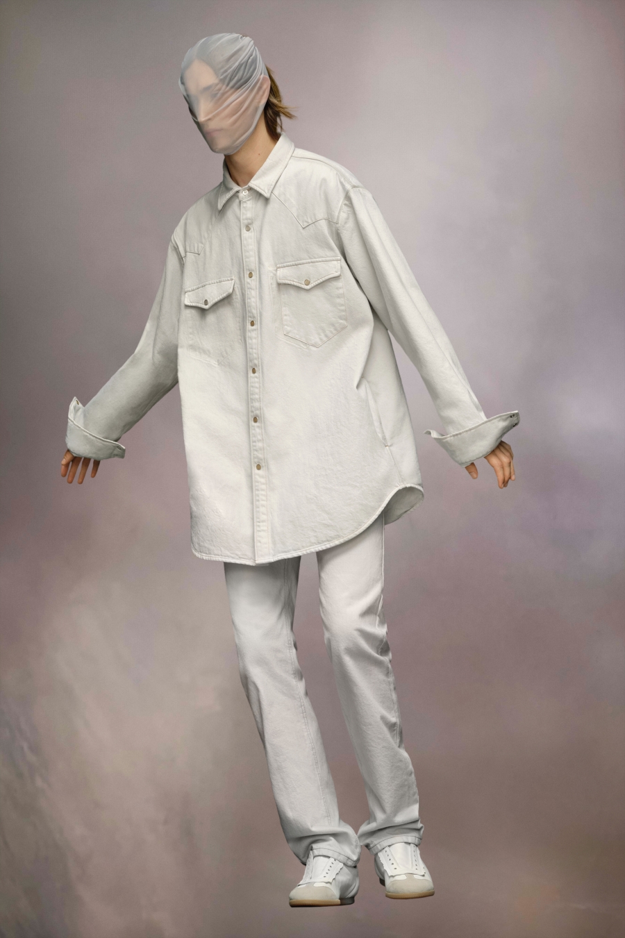 Maison Margiela Chalk Selvedge Denim Shirt Ice | 834967-ARL