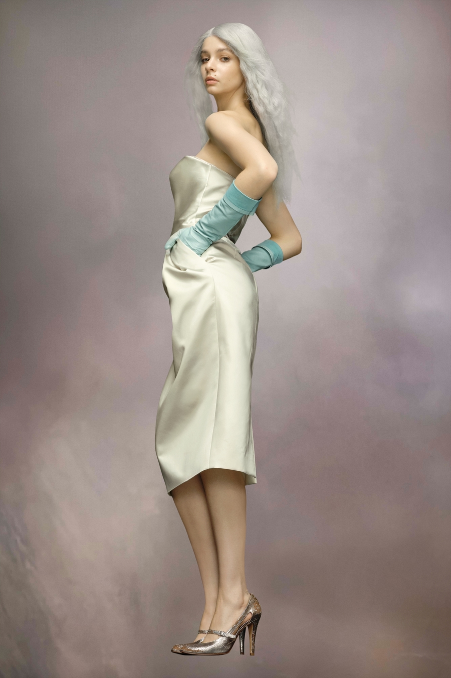 Maison Margiela Cintzed Satin Dress Light Mint | 954306-MNJ