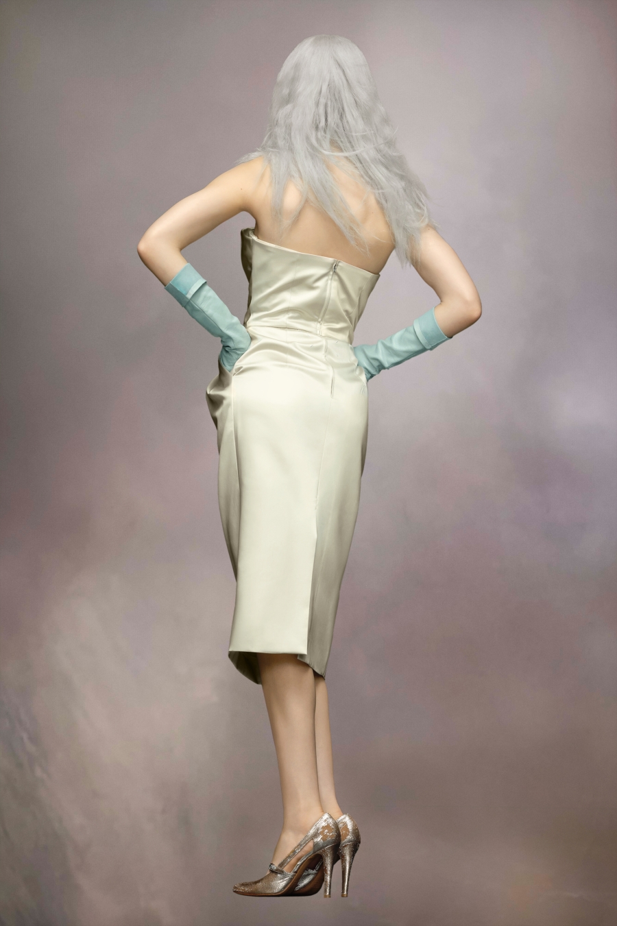 Maison Margiela Cintzed Satin Dress Light Mint | 954306-MNJ