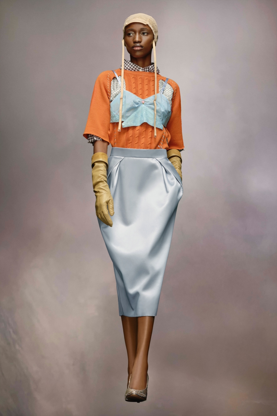 Maison Margiela Cintzed Satin Skirt Light Blue | 301974-VWK