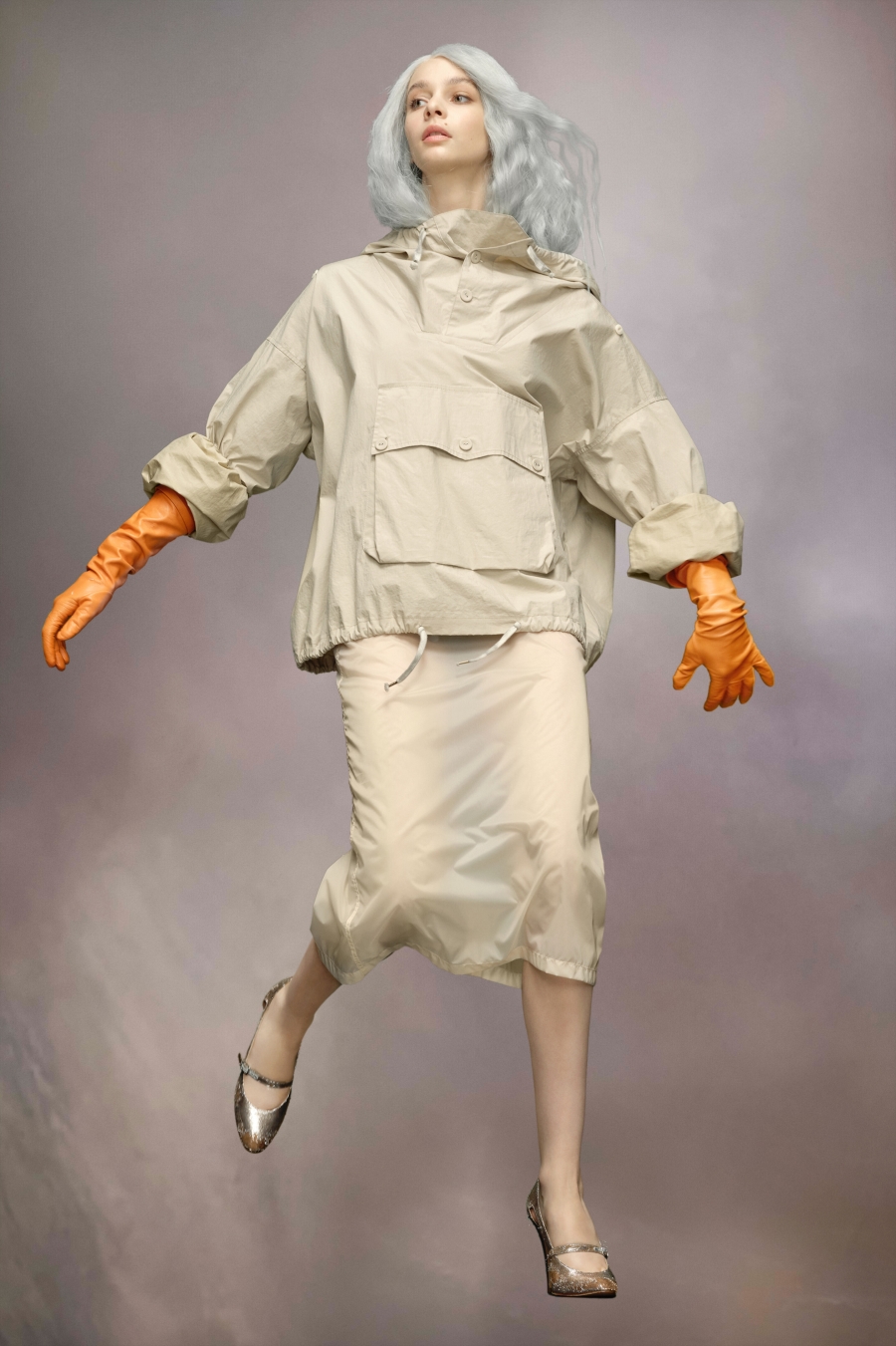 Maison Margiela Coated Cotton Hooded Jacket Cream | 821039-WCF