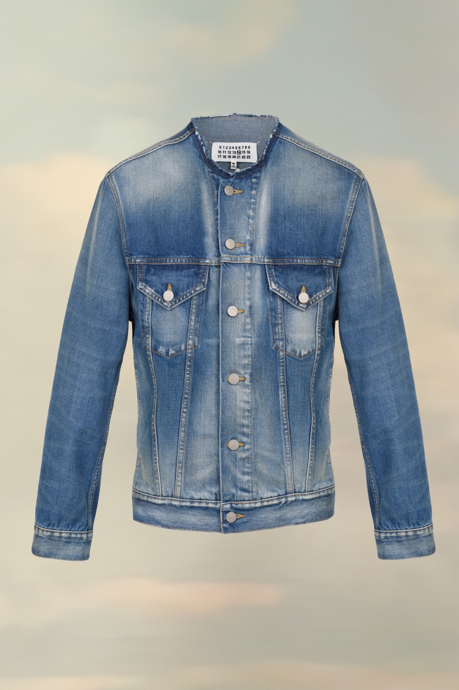 Maison Margiela Collarless Denim Jacket Blue | 490315-HQY