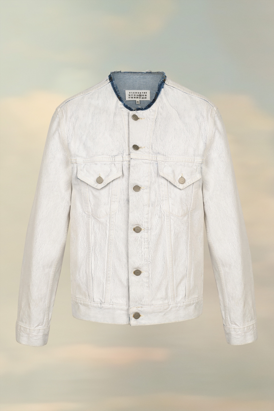 Maison Margiela Collarless Denim Jacket White | 548092-IVG