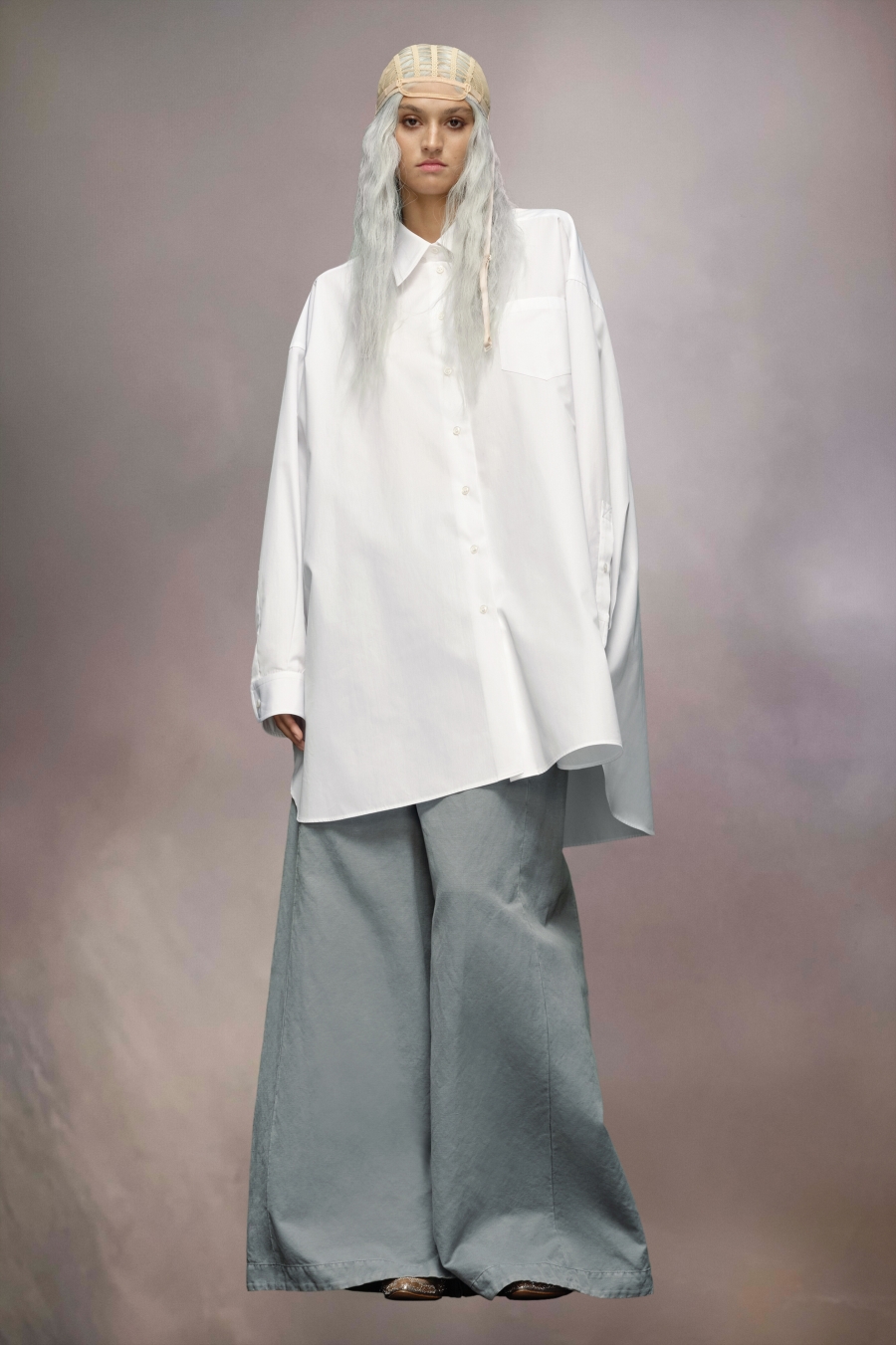 Maison Margiela Cotton Poplin Shirt Dress Winter White | 268951-WKY