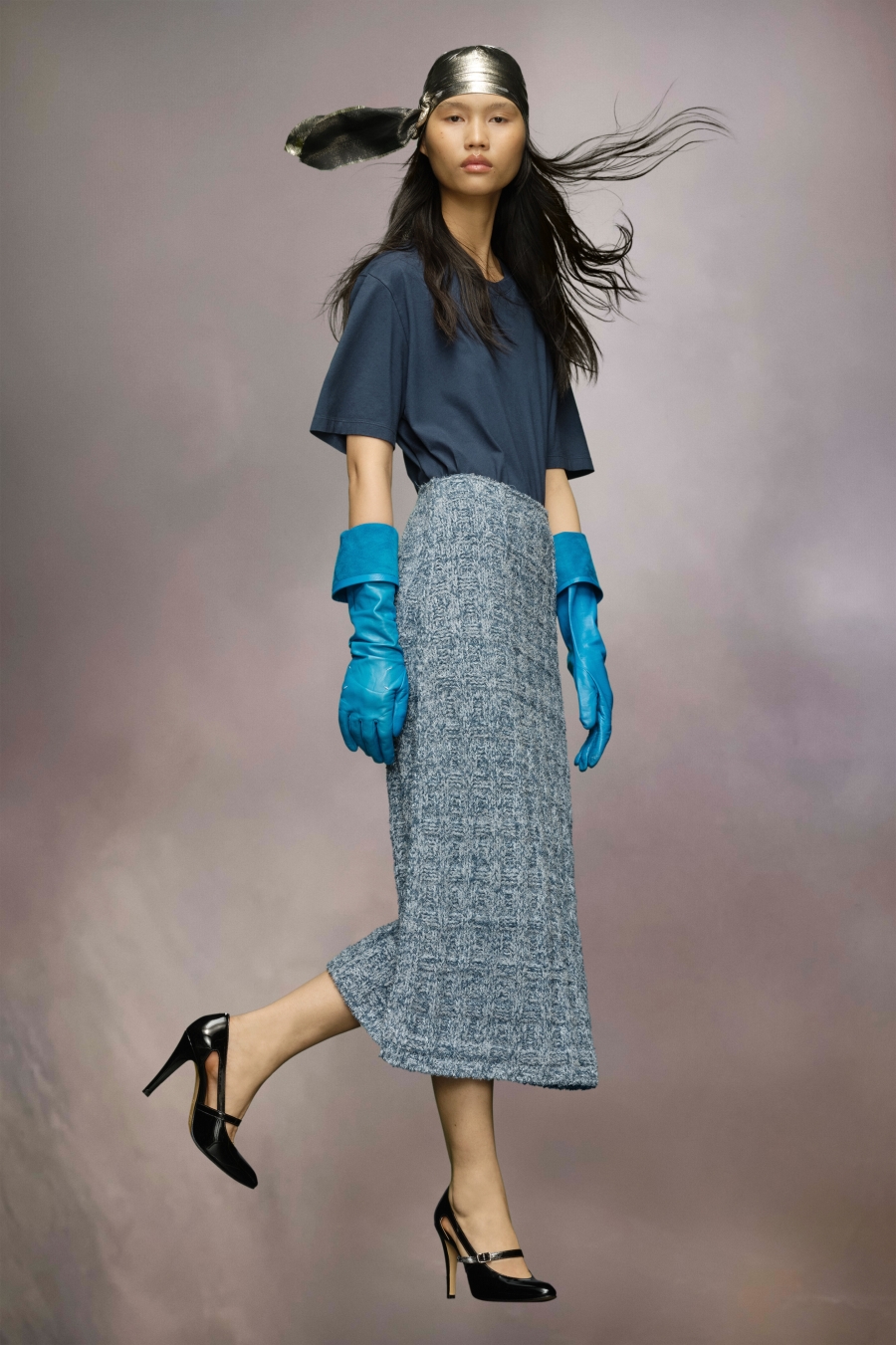 Maison Margiela Denim Boucle Knit Skirt Light Blue | 026459-CFK