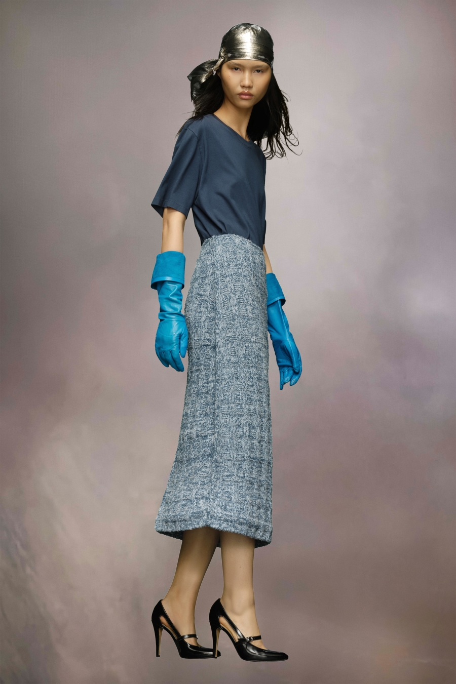 Maison Margiela Denim Boucle Knit Skirt Light Blue | 026459-CFK