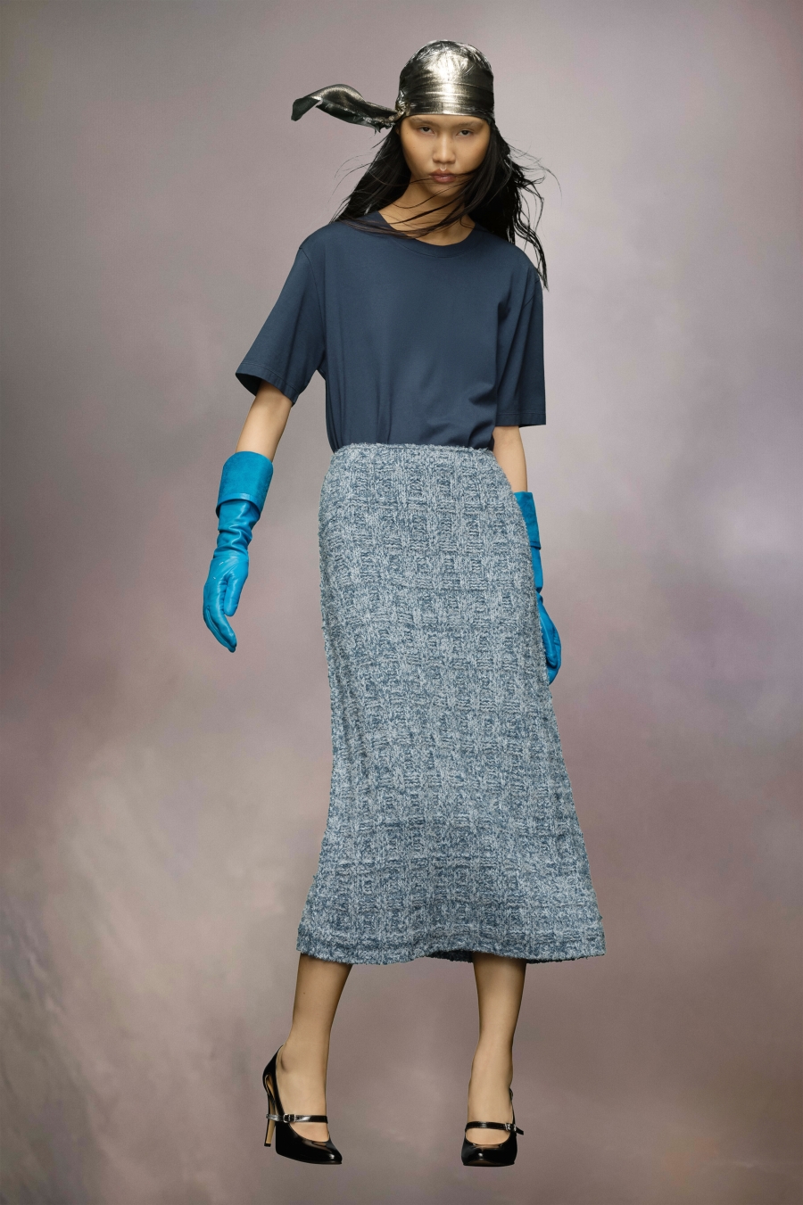 Maison Margiela Denim Boucle Knit Skirt Light Blue | 026459-CFK