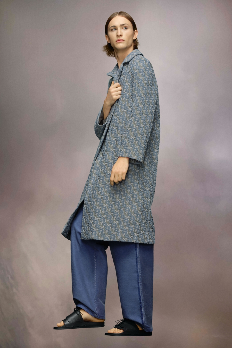 Maison Margiela Knitted Jacquard Coat Gray | 421395-TLR