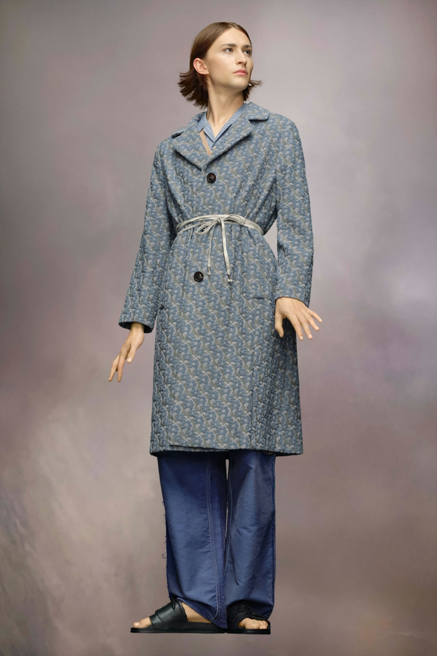 Maison Margiela Knitted Jacquard Coat Gray | 421395-TLR