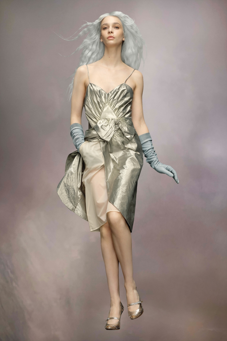 Maison Margiela Lurex Dress Silver Color | 386415-SBF