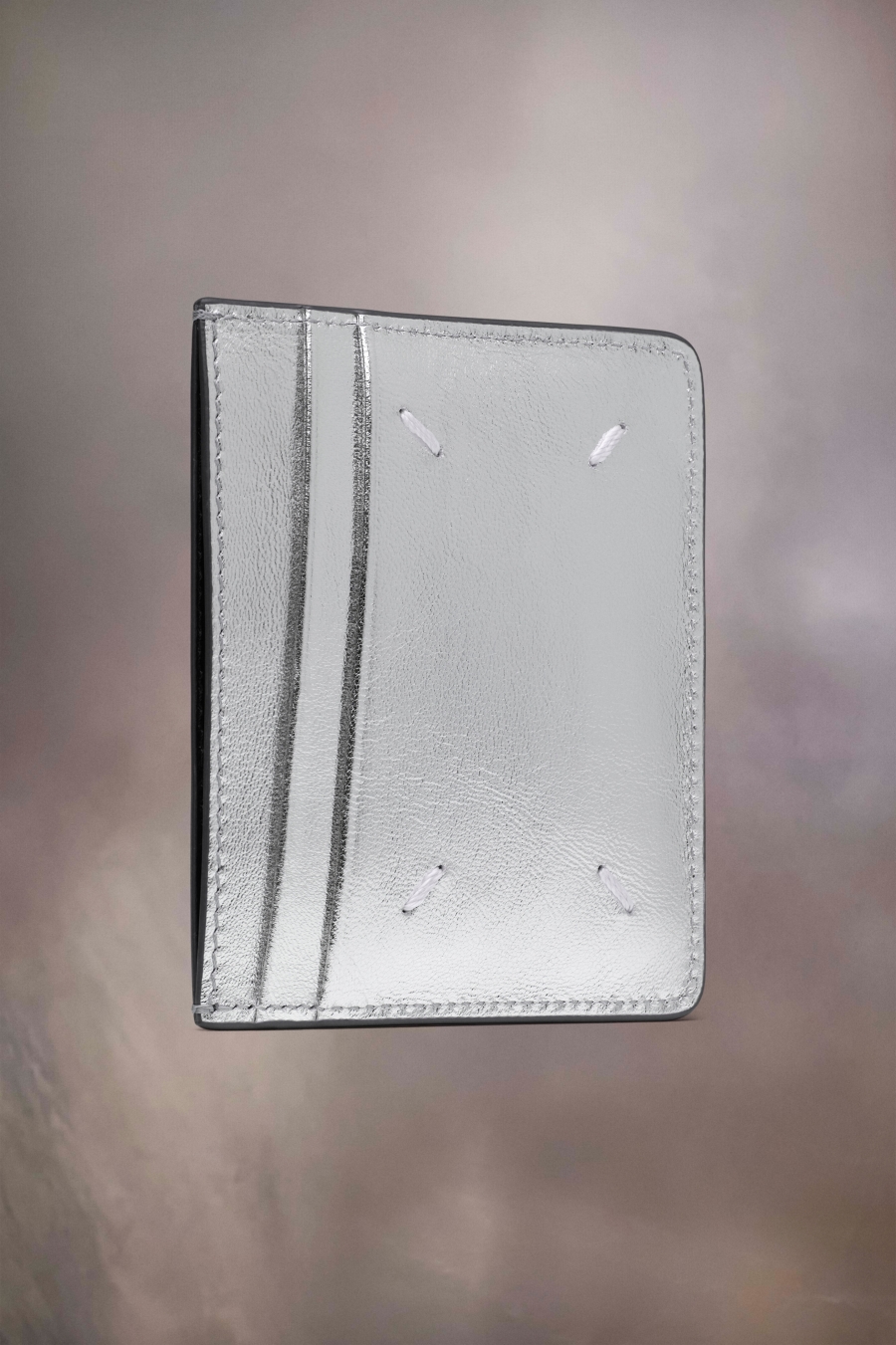 Maison Margiela Metallized Leather Four Stiches Cardholder Silver Color | 675041-LPZ