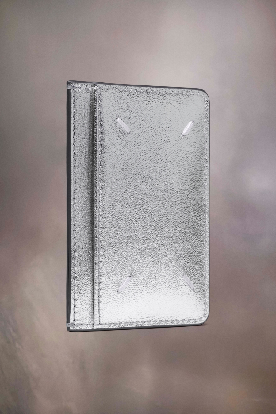 Maison Margiela Metallized Leather Four Stiches Cardholder Silver Color | 731950-FTB