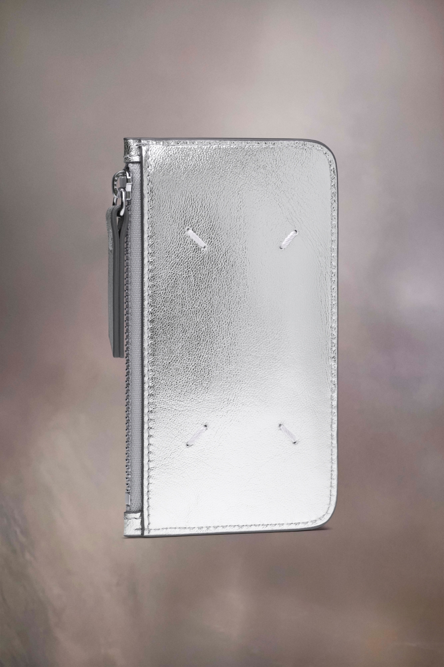 Maison Margiela Metallized Leather Four Stitches Cardholder Silver Color | 796420-GDT