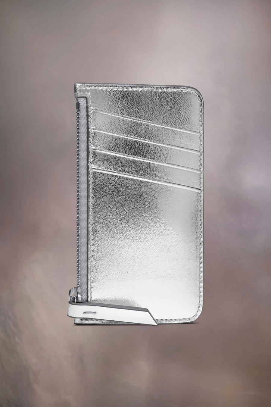 Maison Margiela Metallized Leather Four Stitches Cardholder Silver Color | 856042-LHD