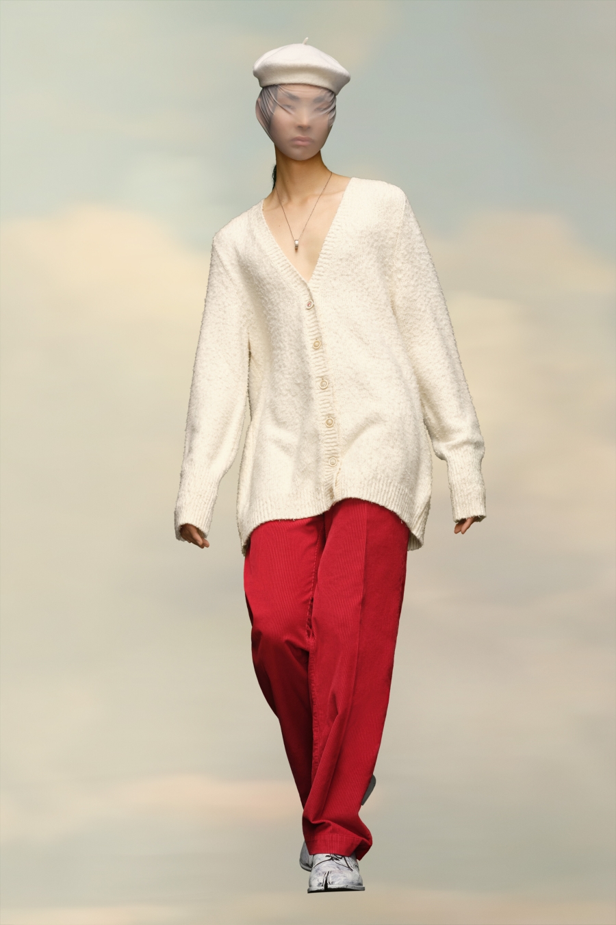 Maison Margiela Oversized Piled Cardigan Off white | 013287-BVA