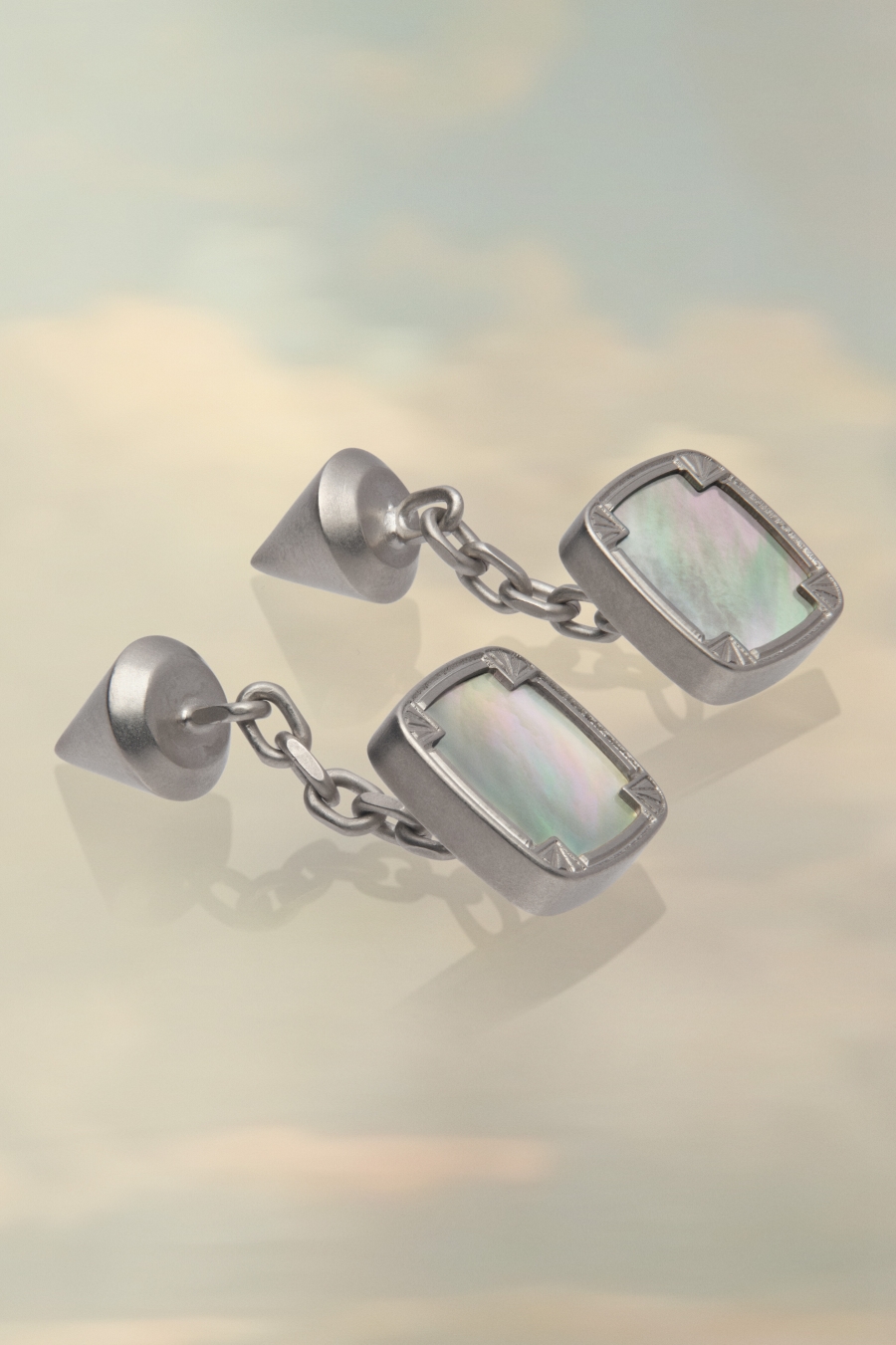 Maison Margiela Pearl Square Cufflinks Silver Color | 438962-EMB