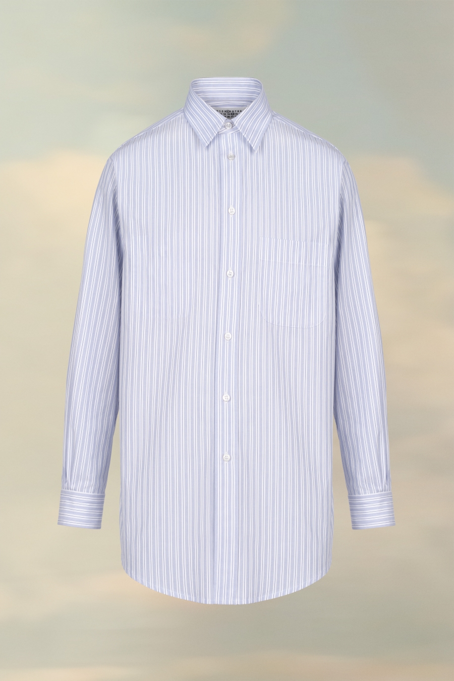 Maison Margiela Pinstripe Poplin Shirt White and Blue Stripes | 467528-RFD