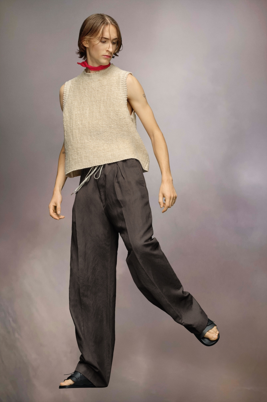 Maison Margiela Raw Woven Knit Sleeveless Top Bronze | 084259-ZSN