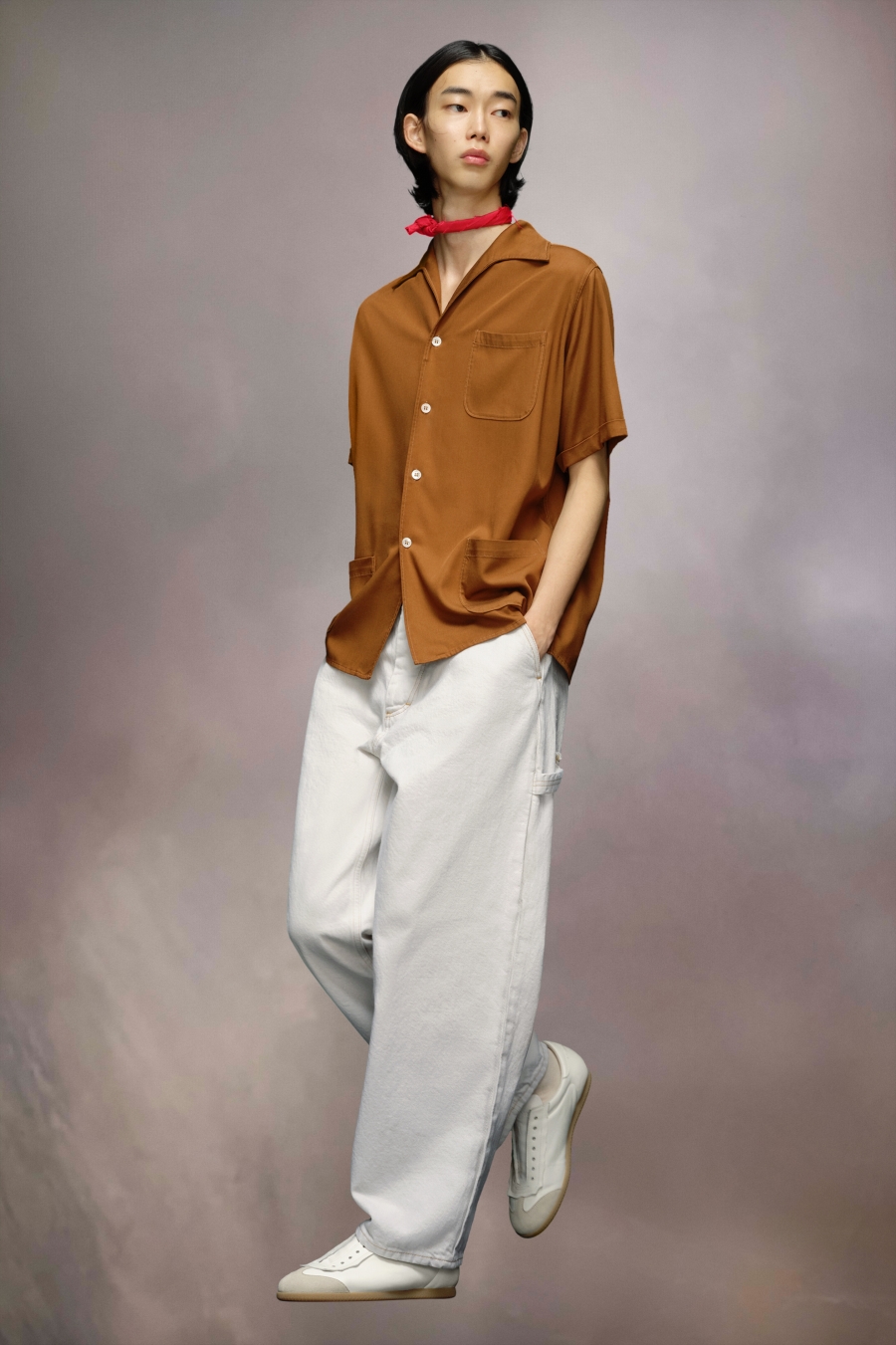 Maison Margiela Rayon Twill Shirt Beige | 693102-RZL