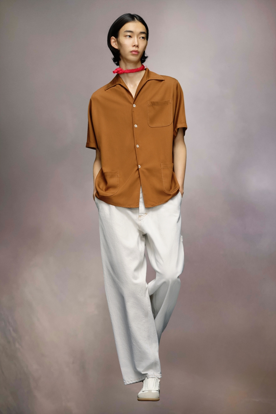 Maison Margiela Rayon Twill Shirt Beige | 693102-RZL