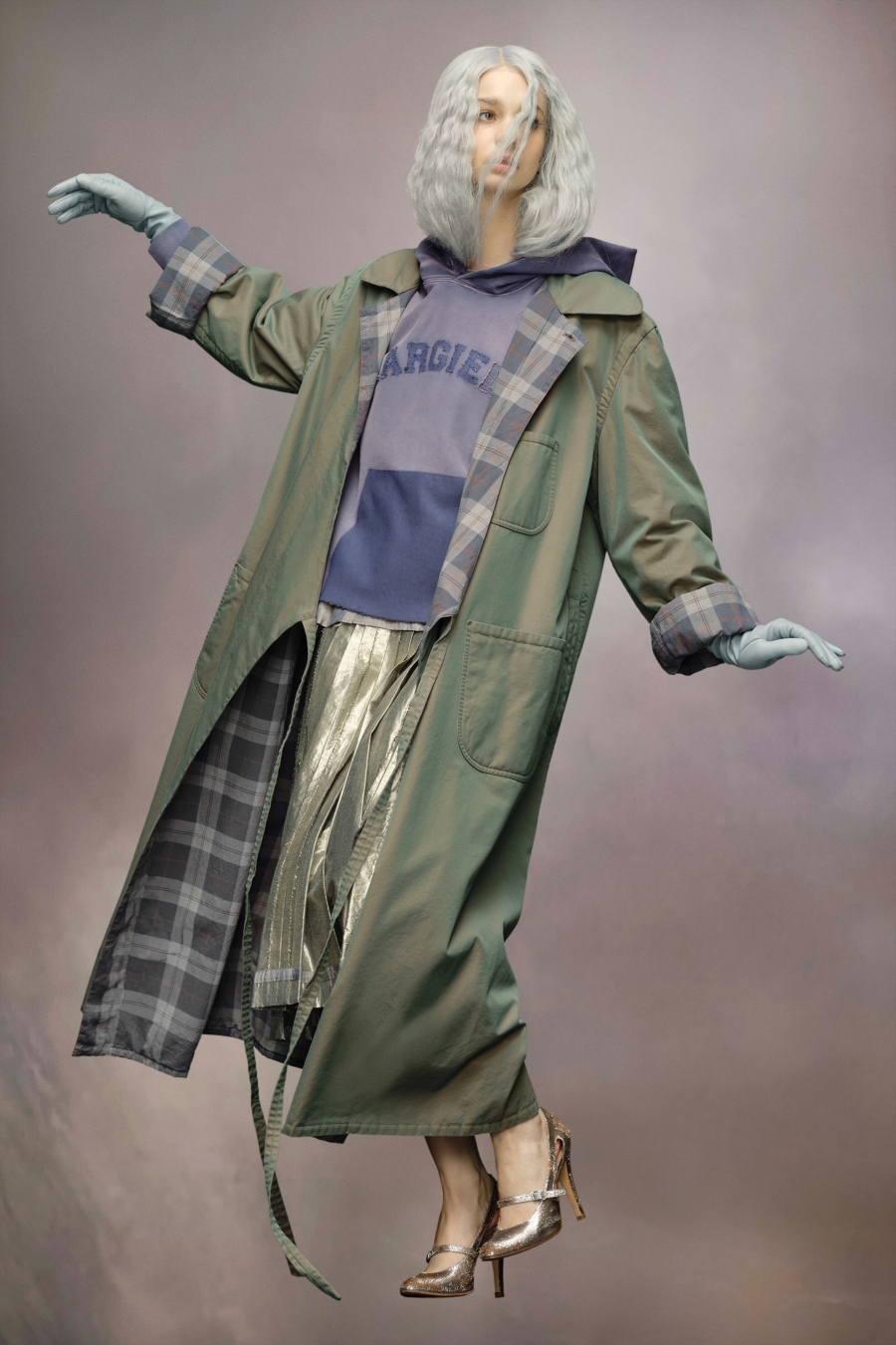 Maison Margiela Reversible Tonic Cotton Trench Coat Sage | 419320-UWZ