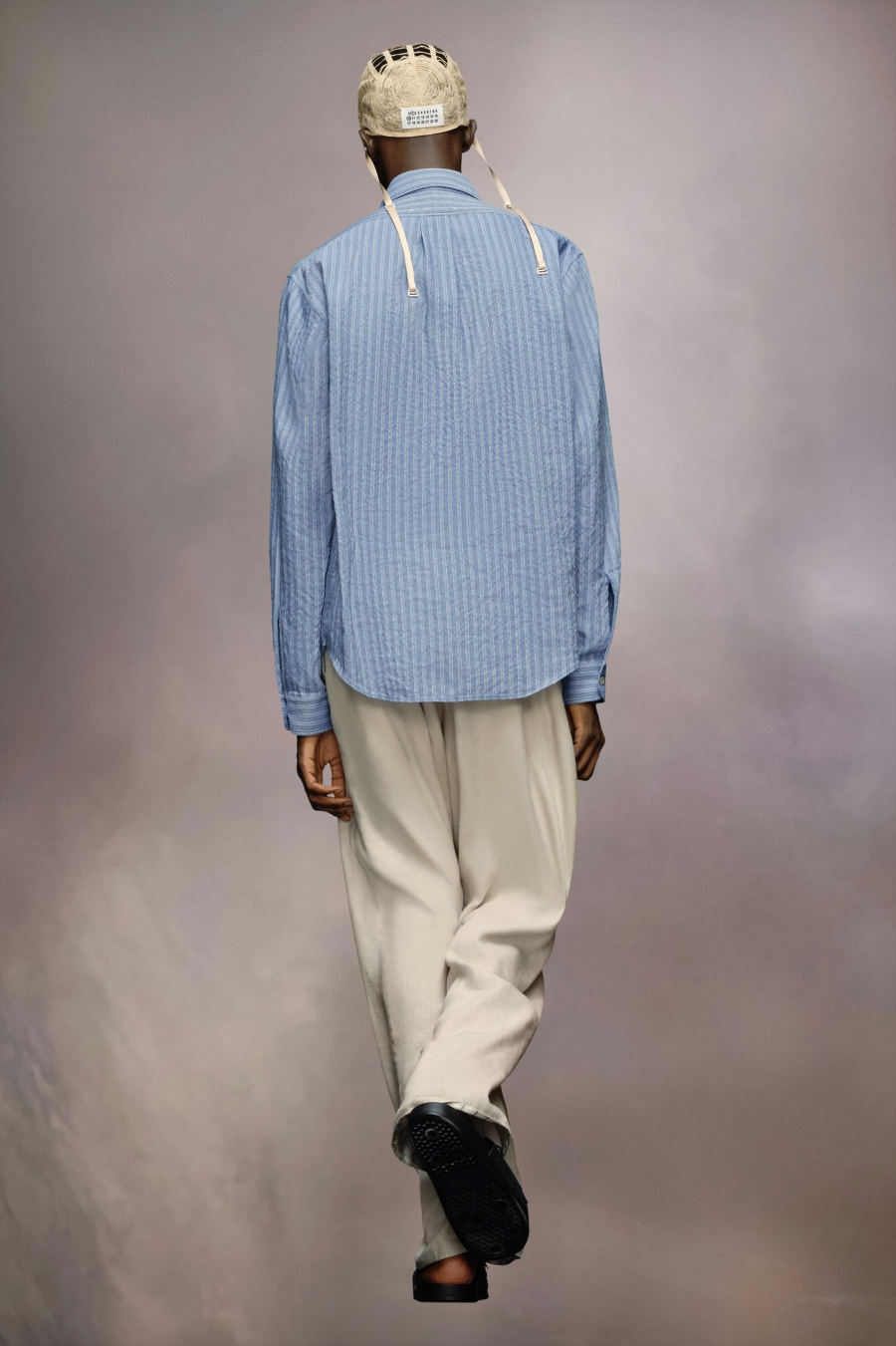 Maison Margiela Seersucker Linen Shirt Blue | 478652-ALS