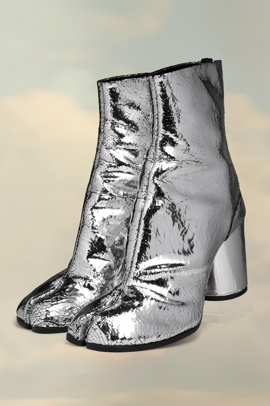 Maison Margiela Tabi Broken Mirror Boots Silver Color | 074931-CST