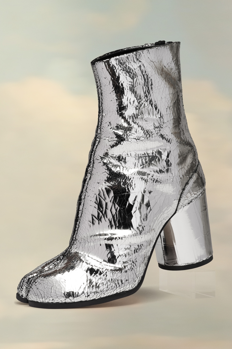 Maison Margiela Tabi Broken Mirror Boots Silver Color | 074931-CST