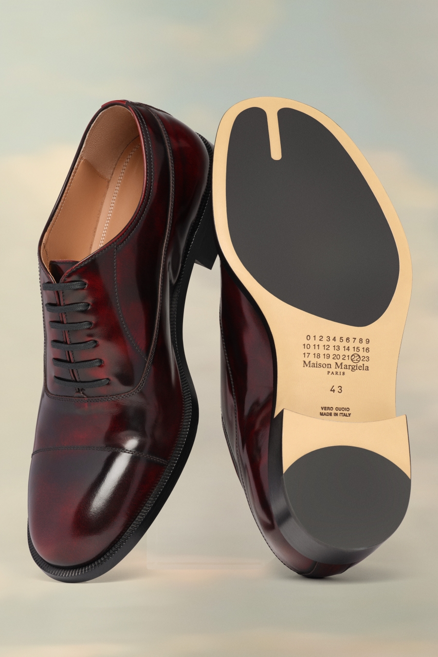 Maison Margiela Waxed Leather Shoes Burgundy | 916738-JXW