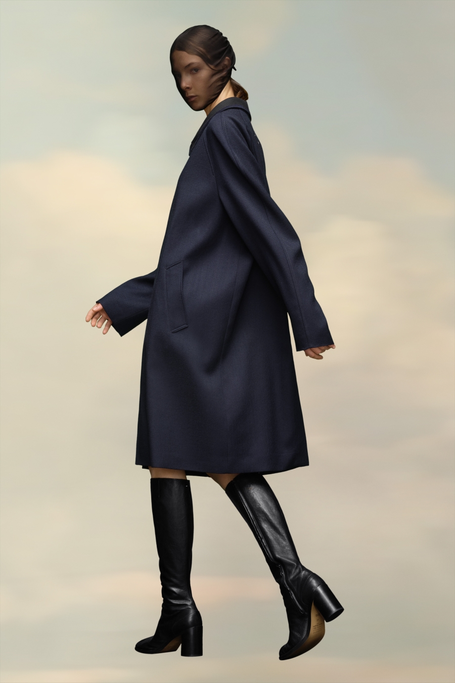 Maison Margiela Wool Viscose Coat Navy | 140326-JDL