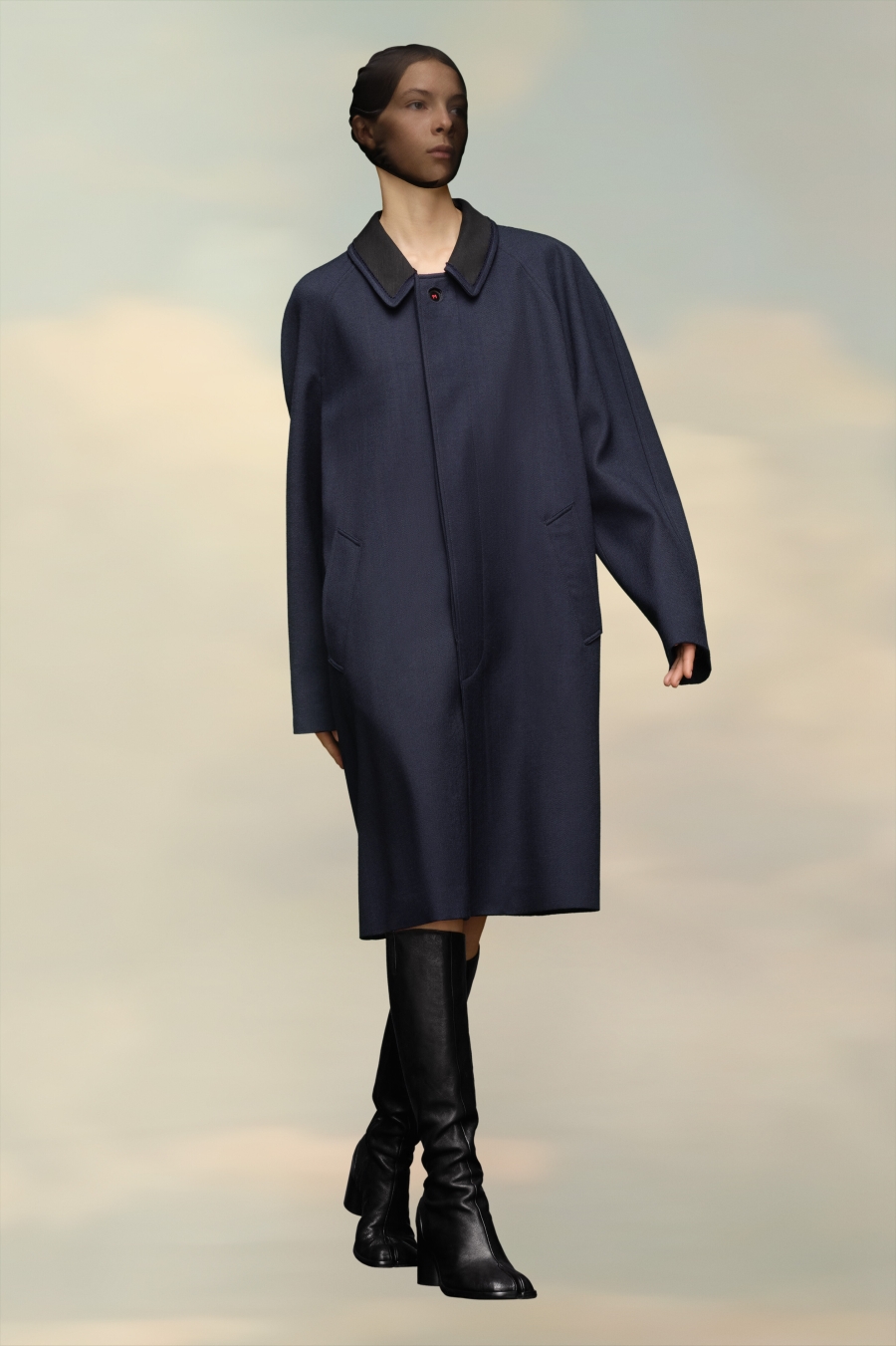 Maison Margiela Wool Viscose Coat Navy | 140326-JDL