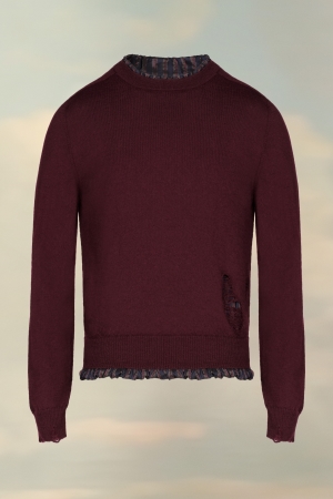 Maison Margiela Distressed Sweater Bordeaux | 621074-GTK