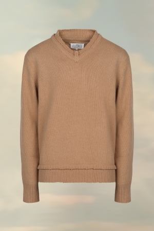 Maison Margiela Elbow Patch Sweater Beige | 324901-RWQ