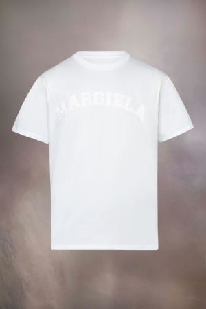 Maison Margiela Logo Cotton Jersey T-shirt Winter White | 324098-LOC