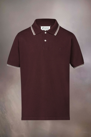 Maison Margiela M Logo Piquet Polo Shirt Bordeaux | 267158-ZBS