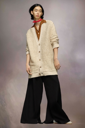 Maison Margiela Raw Woven Knit Cardigan Bronze | 832541-XNI